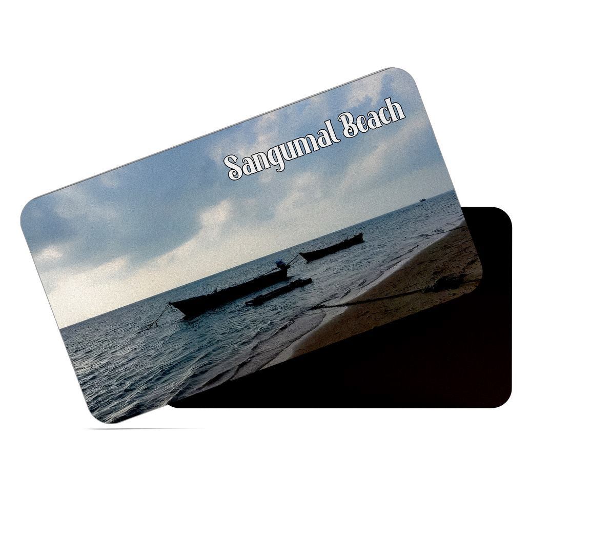 dhcrafts Multicolor Tamil Nadu Sangumal Beach Design Rectangular Rubber Matte Finish Fridge Magnet / Magnetic Card Pack of 1 (8.6cm x 5.4cm)